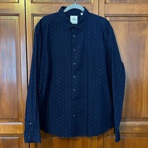 Ben Sherman Navy Blue and Black Checkered Button Down Shirt Size 36-37 17.5”
